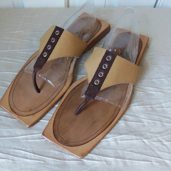 Cobalto Italian Leather and Wood Thong Sandals sz 40 - Picture 5 of 16